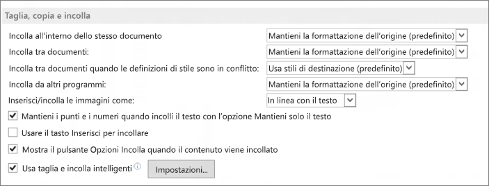 Word 2013 cut, copy, and paste options
