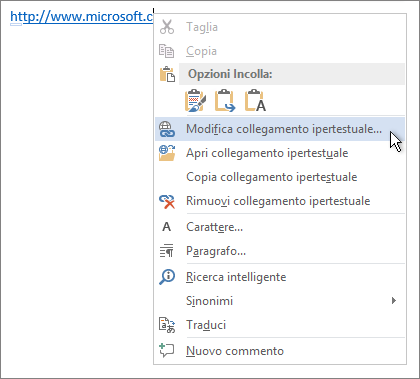 Modificare un collegamento ipertestuale
