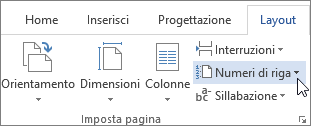 Numeri di riga nel gruppo Imposta pagina