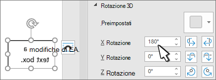 Casella di testo con rotazione 3D x 180 gradi