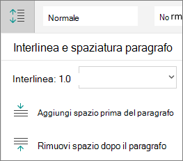 Opzioni di spaziatura paragrafo
