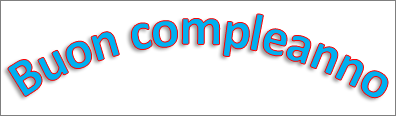 WordArt con effetto di trasformazione curvo e un'ombreggiatura applicata