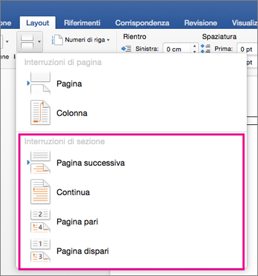 Finestra di dialogo Imposta pagina