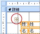 デザイン ビューのフォームのレイアウト セレクター