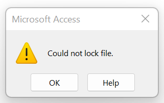 エラー メッセージ: ファイルをロックできませんでした。