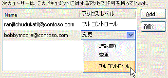 [アクセス許可] ダイアログ ボックス