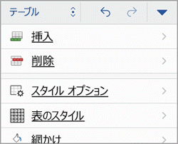 iPhone の [表] タブ