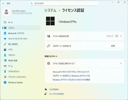 ライセンスのアクティブ化設定の画像