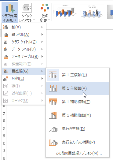 [目盛線] メニューの目盛線オプションの選択