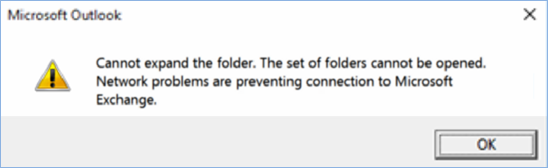 Outlook 2016 エラー - フォルダーを展開できません