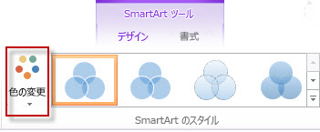 [SmartArt のスタイル] の [色の変更] オプション