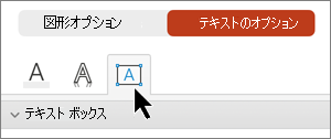 [テキスト オプション] タブのテキスト ボックスが選択されています。