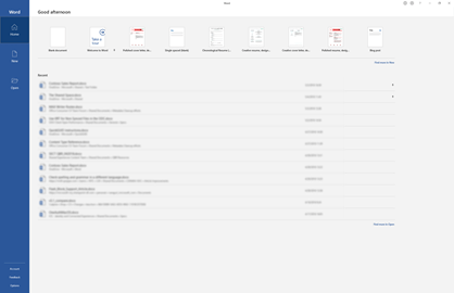 Office 365のWordの新しい [スタート] ページ