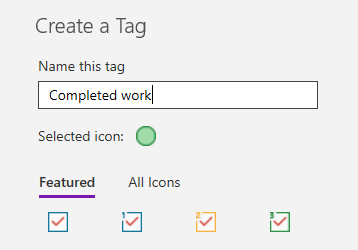OneNote for Windows 10 でカスタム タグの作成