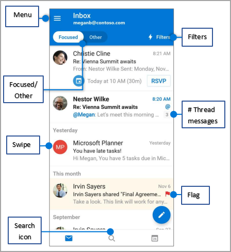 Outlook の Android 画面