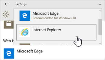 Microsoft Edge または IE ブラウザーの既定のプログラムの選択