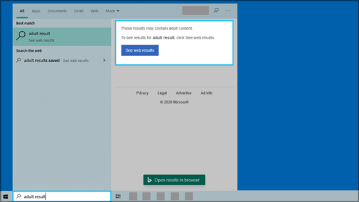 結果に機密性の高いコンテンツが含まれている場合のプレビュー ウィンドウのスクリーン ショット。