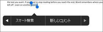 Word でテキストを選択した後、[新しいコメント] をタップしてください。