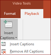 PowerPoint のビデオのキャプションを挿入または削除する