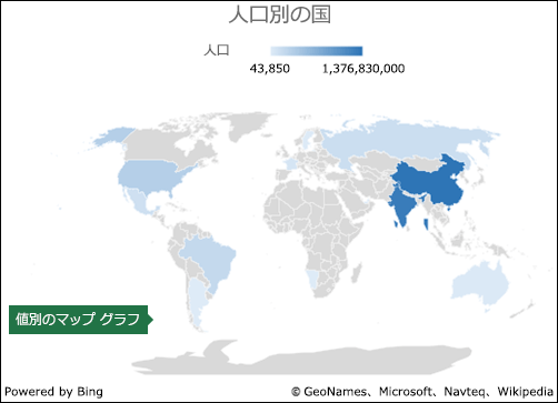 値データを含む Excel MapChart