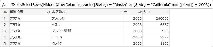 結果をフィルター処理する