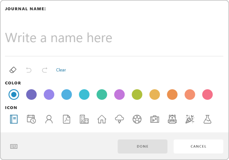 新しいジャーナル n Microsoft ジャーナルを作成するダイアログのスクリーン キャプチャ。