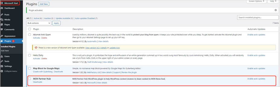 MSN WordPress プラグインの検証