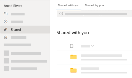 職場または学校向け OneDrive の [共有ユーザー] ビューのスクリーンショット。