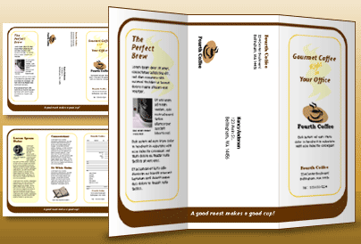 Microsoft Publisher で作成した、3 パネルのパンフレット
