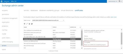 [Exchange 管理 センター] ウィンドウOffice 365スクリーンショット