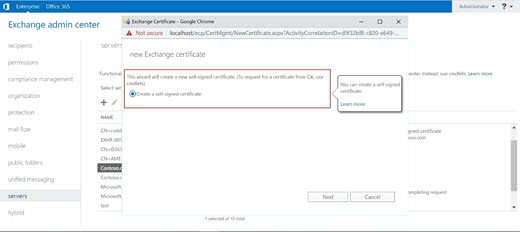 [Exchange 管理 センター] ウィンドウOffice 365スクリーンショット