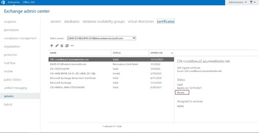 [Exchange 管理 センター] ウィンドウOffice 365スクリーンショット