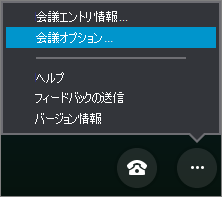 会議オプションが選択されているその他のオプション メニュー