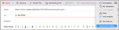 スケジュール設定ポーリングを手動で追加するツール バーのカスタマイズの画像。