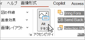 Wordの [図の書式] メニューの [代替テキスト] ボタン