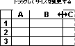 ドラッグされている列の境界