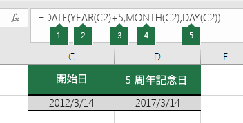 別の日付に基づいて日付を計算する