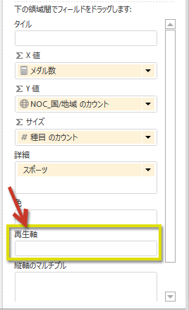 Power View の [再生軸]