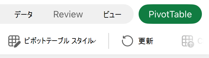 iPad の [ピボットテーブル] タブ