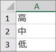 セルの範囲で降順のリストを作成する