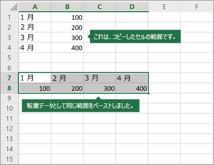 列を入れ替えて貼り付ける例