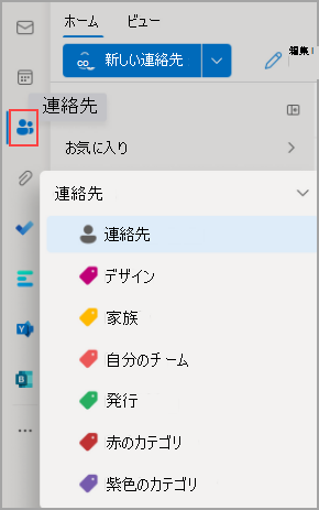左側のナビゲーション バーでPeople アイコンが強調表示された Outlook ホーム ページを示す画像。