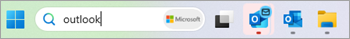 タスク バーの Outlook (新規) とOutlook (クラシック)のスクリーンショット