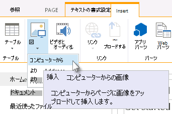 コンピューターから画像を挿入するオプション