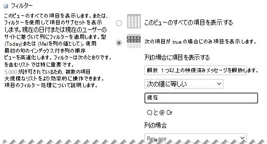 [設定の編集] で、ビューに必要なフィルターを定義します。