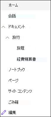 左側のナビゲーション レベル