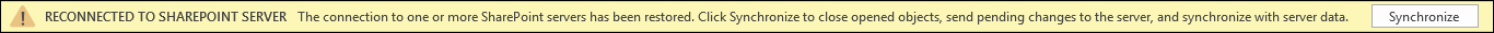 [同期] をクリックして SharePoint Server に再接続します。