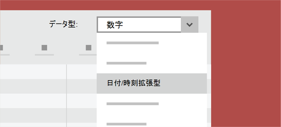Access のデータ型を表示する