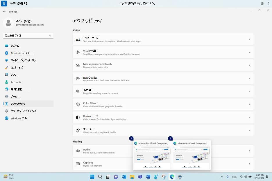 音声アクセスを使用するときにタスク バーに表示される番号オーバーレイを含む 2 つのアプリ インスタンス