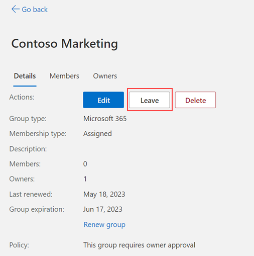 グループを脱退する方法を示す画像